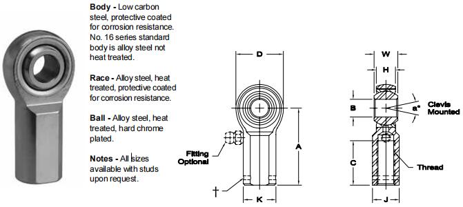 AURORAKG-16-1關(guān)節(jié)軸承圖紙