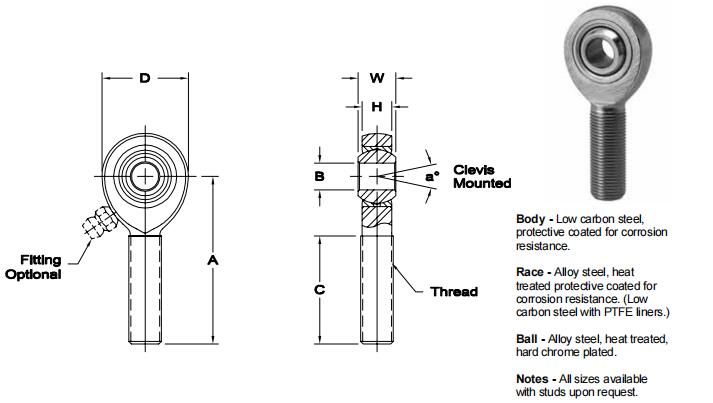 AURORAXB-12關(guān)節(jié)軸承圖紙